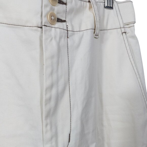 Madewell Button-Tab Wide-Legs Pants Cream SZ 6 100% Cotton Trendy Casual - Picture 15 of 15